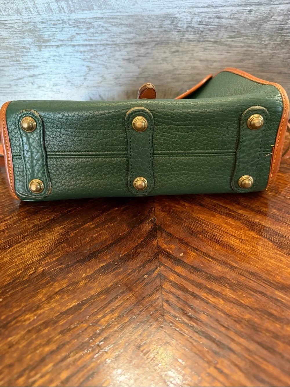 Vintage Dooney & Bourke Green All Weather Leather Essex Crossbody Purse